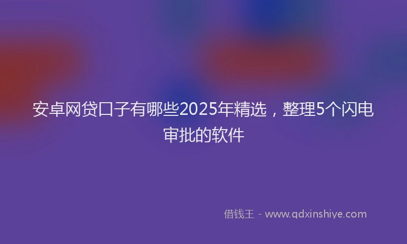 安卓网贷口子有哪些2025年精选，整理5个闪电审批的软件