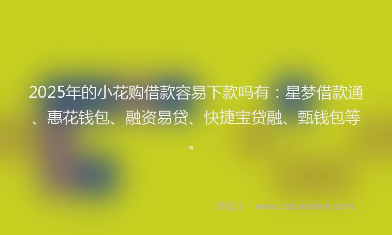 2025年的小花购借款容易下款吗有：星梦借款通、惠花钱包、融资易贷、快捷宝贷融、甄钱包等。
