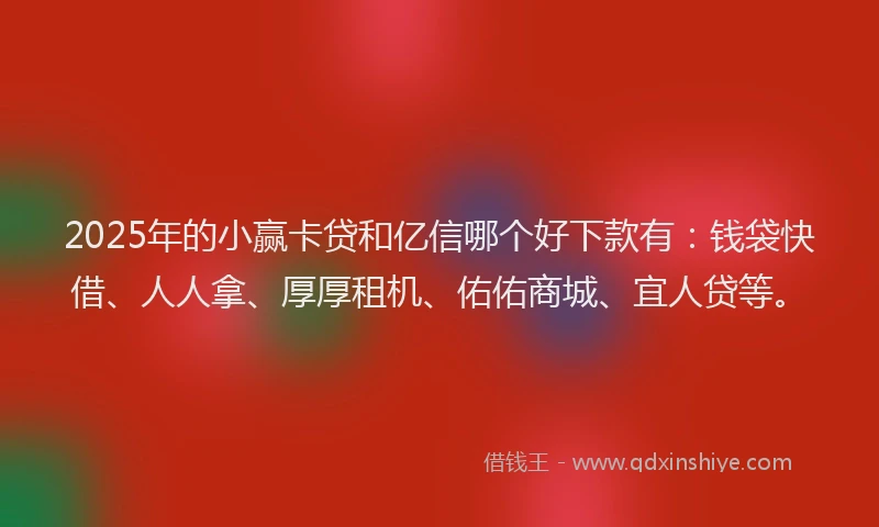 2025年的小赢卡贷和亿信哪个好下款有：钱袋快借、人人拿、厚厚租机、佑佑商城、宜人贷等。