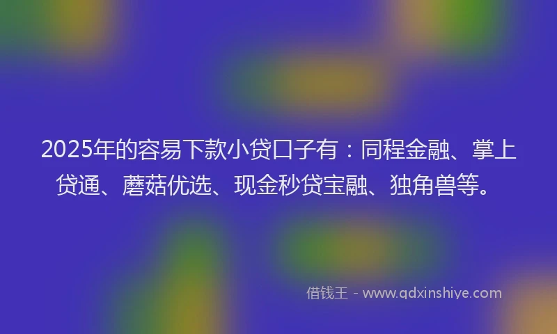 2025年的容易下款小贷口子有：同程金融、掌上贷通、蘑菇优选、现金秒贷宝融、独角兽等。