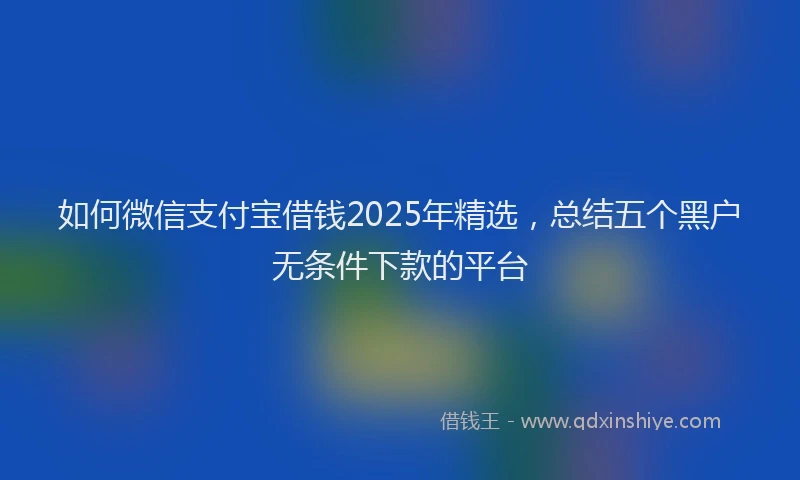 如何微信支付宝借钱2025年精选，总结五个黑户无条件下款的平台