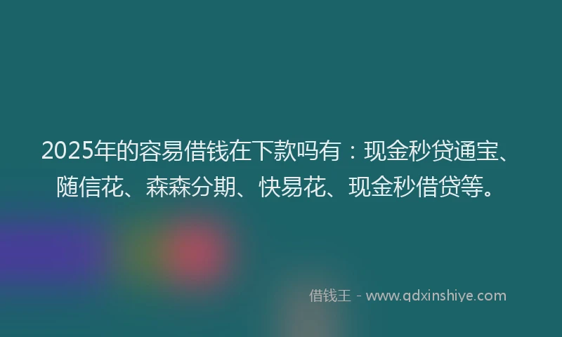 2025年的容易借钱在下款吗有：现金秒贷通宝、随信花、森森分期、快易花、现金秒借贷等。