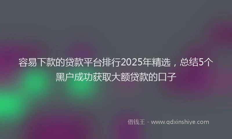 容易下款的贷款平台排行2025年精选，总结5个黑户成功获取大额贷款的口子