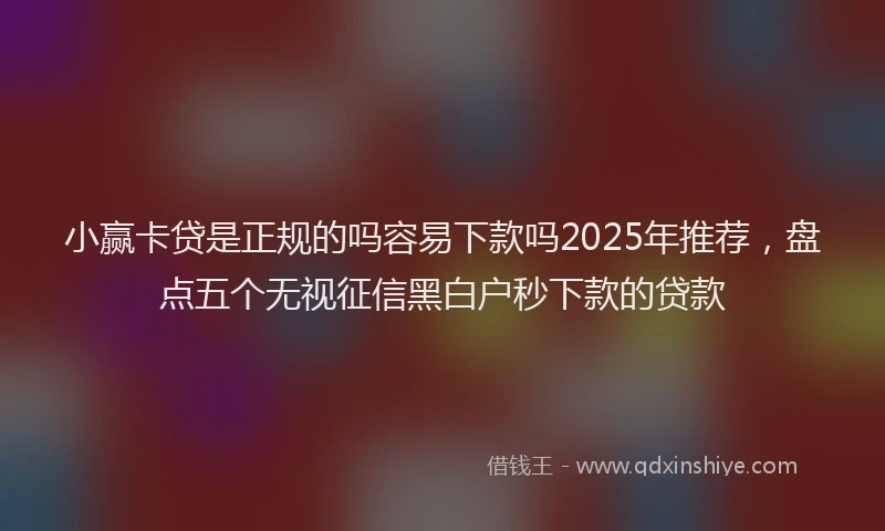 小赢卡贷是正规的吗容易下款吗2025年推荐，盘点五个无视征信黑白户秒下款的贷款