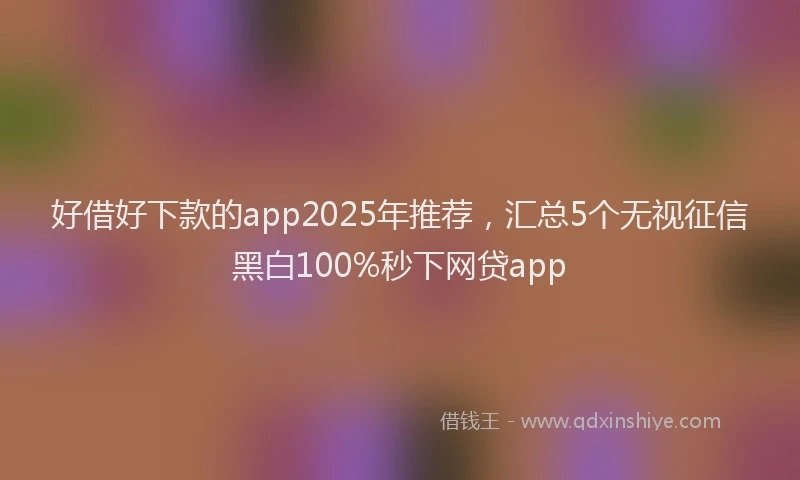 好借好下款的app2025年推荐，汇总5个无视征信黑白100%秒下网贷app