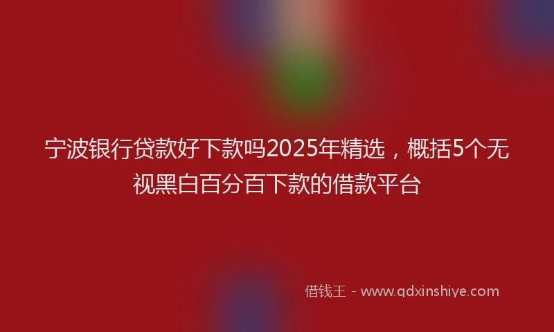 宁波银行贷款好下款吗2025年精选，概括5个无视黑白百分百下款的借款平台