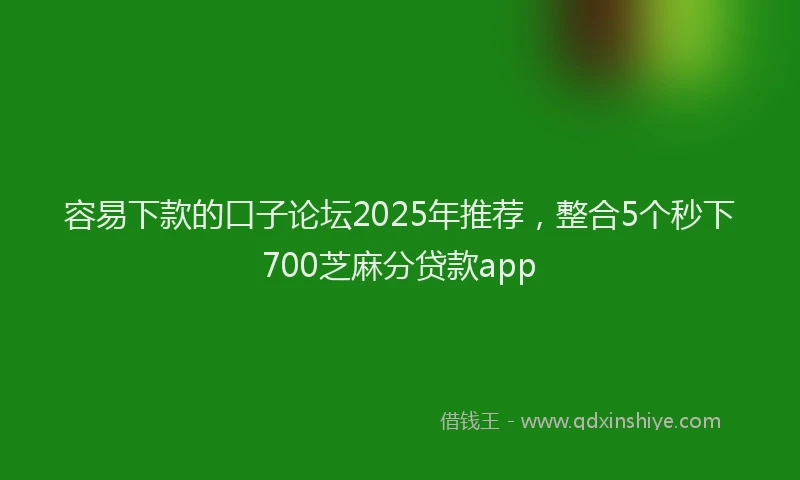 容易下款的口子论坛2025年推荐，整合5个秒下700芝麻分贷款app