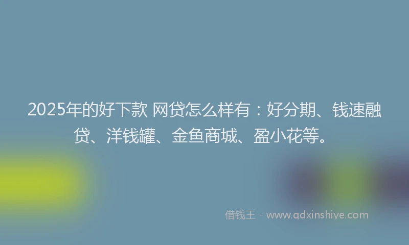 2025年的好下款 网贷怎么样有：好分期、钱速融贷、洋钱罐、金鱼商城、盈小花等。
