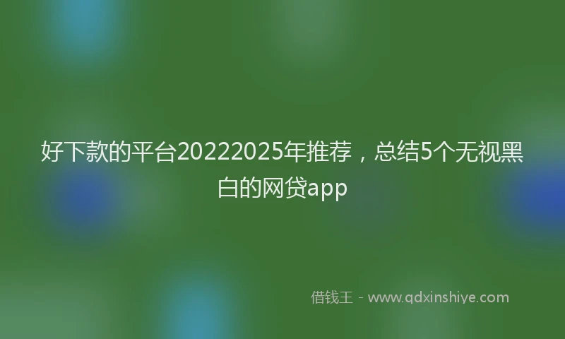 好下款的平台20222025年推荐，总结5个无视黑白的网贷app