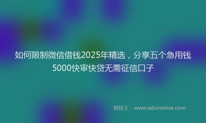 如何限制微信借钱2025年精选，分享五个急用钱5000快审快贷无需征信口子