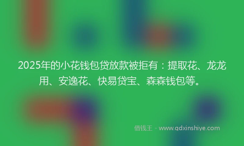 2025年的小花钱包贷放款被拒有：提取花、龙龙用、安逸花、快易贷宝、森森钱包等。