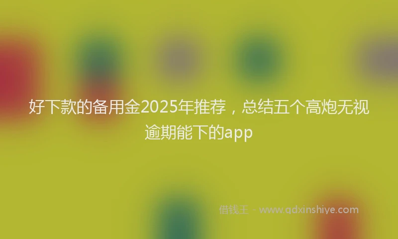 好下款的备用金2025年推荐，总结五个高炮无视逾期能下的app