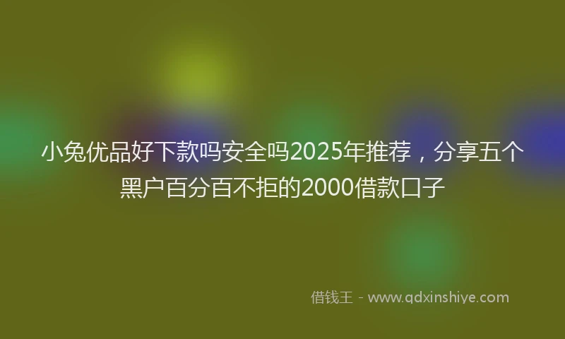 小兔优品好下款吗安全吗2025年推荐，分享五个黑户百分百不拒的2000借款口子