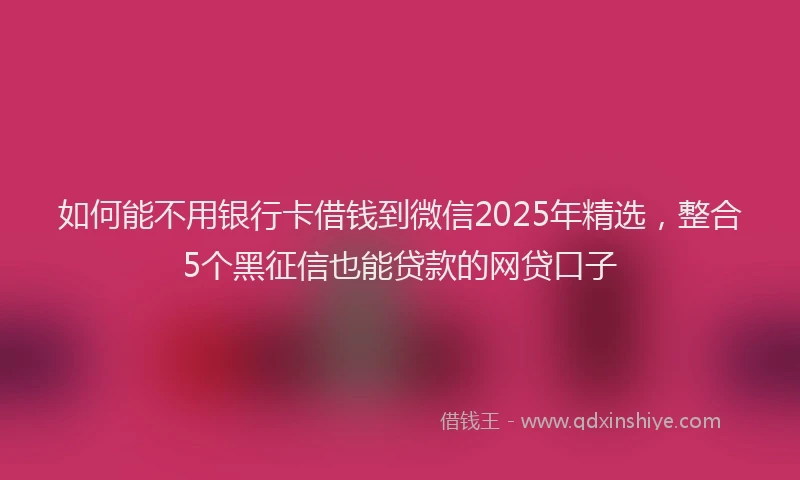 如何能不用银行卡借钱到微信2025年精选，整合5个黑征信也能贷款的网贷口子