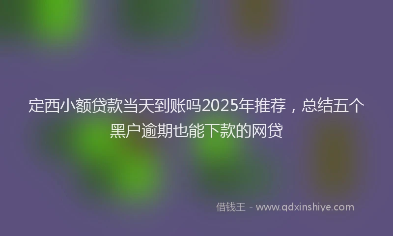 定西小额贷款当天到账吗2025年推荐，总结五个黑户逾期也能下款的网贷