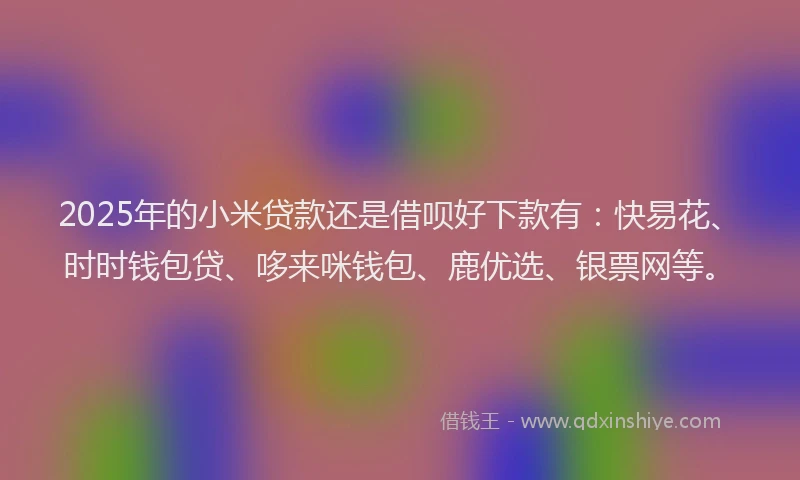2025年的小米贷款还是借呗好下款有：快易花、时时钱包贷、哆来咪钱包、鹿优选、银票网等。