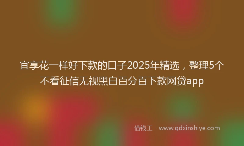 宜享花一样好下款的口子2025年精选，整理5个不看征信无视黑白百分百下款网贷app