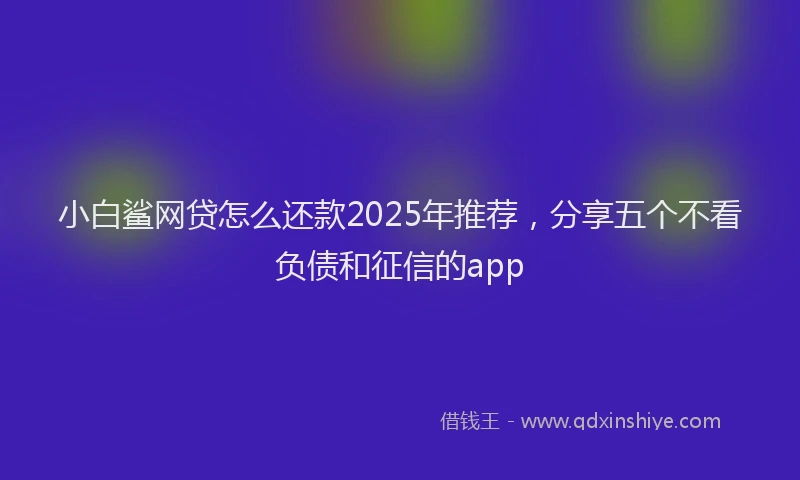 小白鲨网贷怎么还款2025年推荐，分享五个不看负债和征信的app