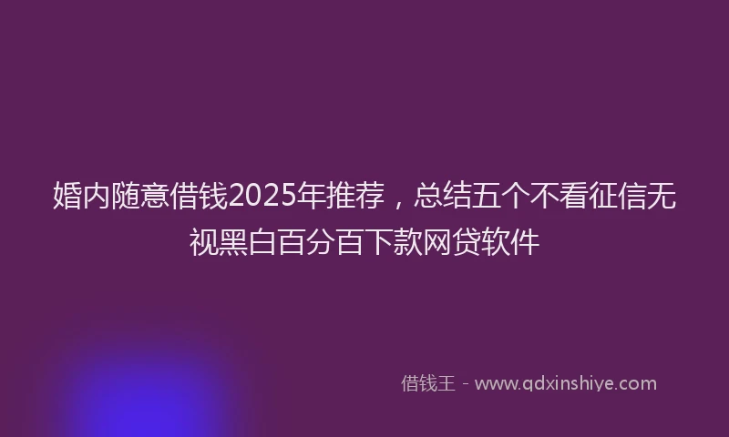 婚内随意借钱2025年推荐，总结五个不看征信无视黑白百分百下款网贷软件