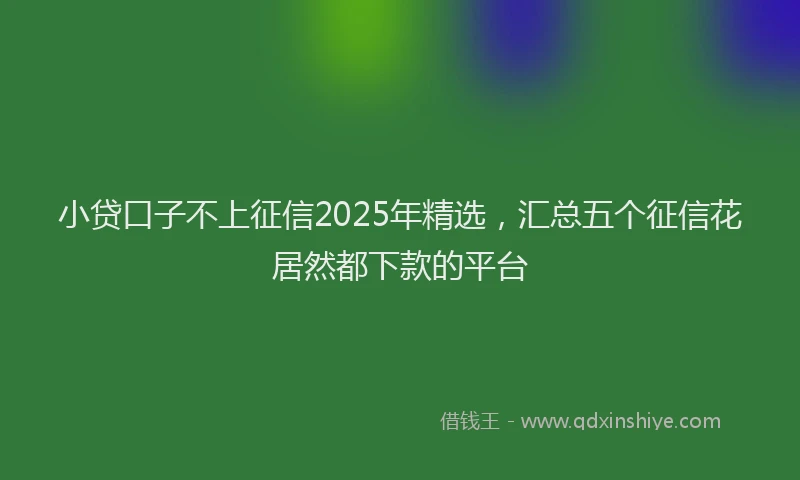 小贷口子不上征信2025年精选，汇总五个征信花居然都下款的平台