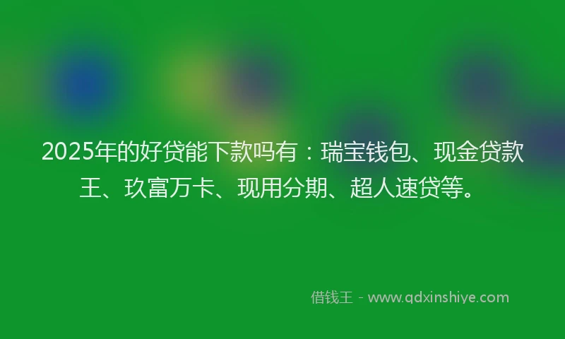 2025年的好贷能下款吗有：瑞宝钱包、现金贷款王、玖富万卡、现用分期、超人速贷等。