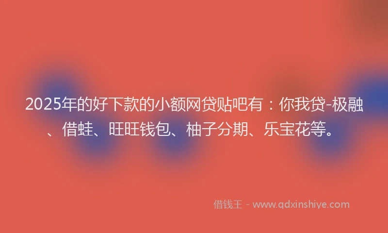 2025年的好下款的小额网贷贴吧有：你我贷-极融、借蛙、旺旺钱包、柚子分期、乐宝花等。