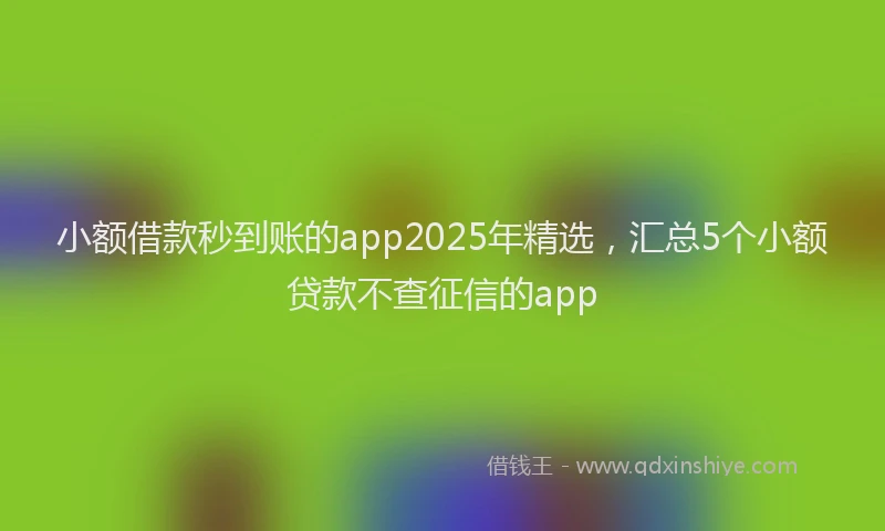 小额借款秒到账的app2025年精选，汇总5个小额贷款不查征信的app