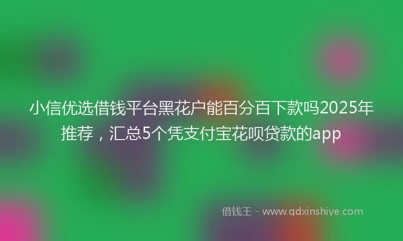 小信优选借钱平台黑花户能百分百下款吗2025年推荐，汇总5个凭支付宝花呗贷款的app