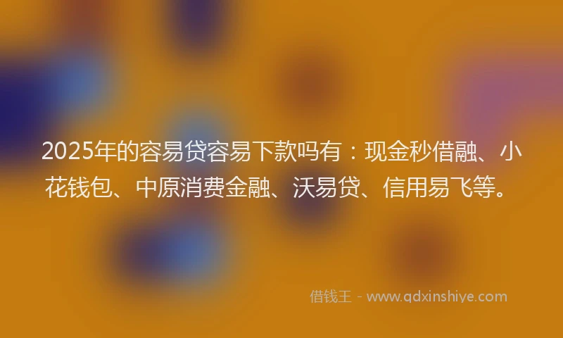 2025年的容易贷容易下款吗有：现金秒借融、小花钱包、中原消费金融、沃易贷、信用易飞等。
