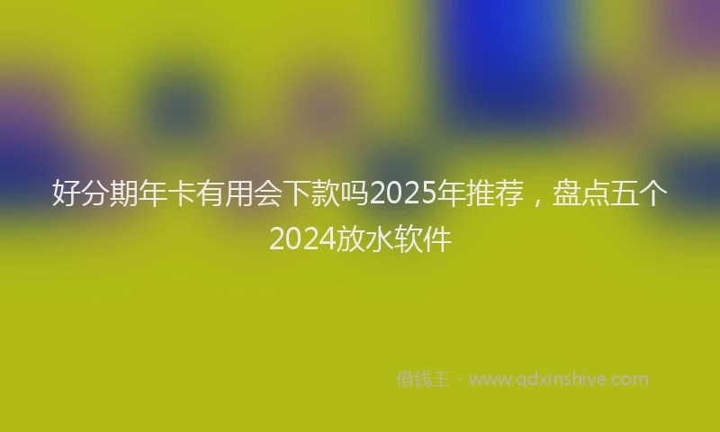 好分期年卡有用会下款吗2025年推荐，盘点五个2024放水软件