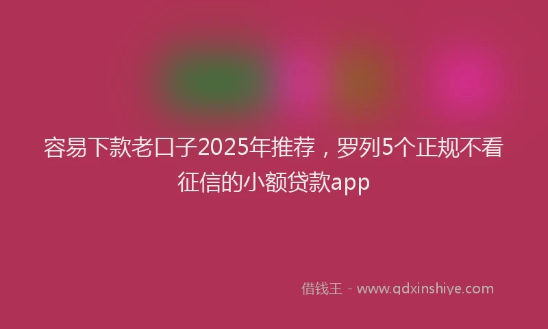 容易下款老口子2025年推荐，罗列5个正规不看征信的小额贷款app