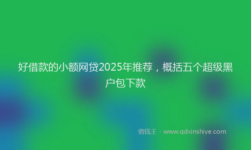 好借款的小额网贷2025年推荐，概括五个超级黑户包下款