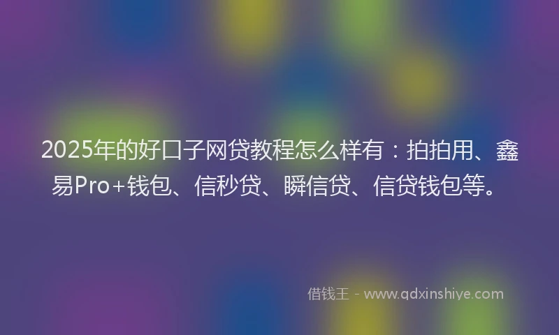 2025年的好口子网贷教程怎么样有：拍拍用、鑫易Pro+钱包、信秒贷、瞬信贷、信贷钱包等。