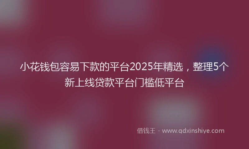 小花钱包容易下款的平台2025年精选，整理5个新上线贷款平台门槛低平台