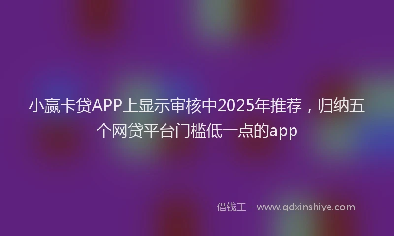 小赢卡贷APP上显示审核中2025年推荐，归纳五个网贷平台门槛低一点的app
