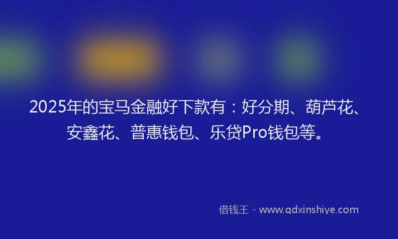 2025年的宝马金融好下款有：好分期、葫芦花、安鑫花、普惠钱包、乐贷Pro钱包等。