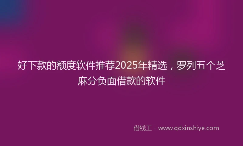 好下款的额度软件推荐2025年精选，罗列五个芝麻分负面借款的软件