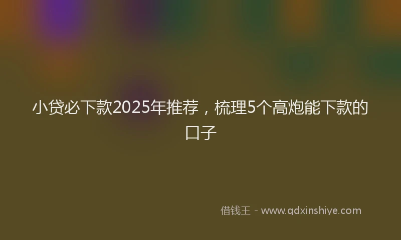 小贷必下款2025年推荐，梳理5个高炮能下款的口子