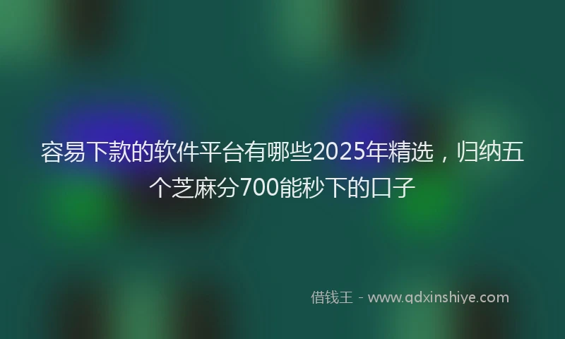 容易下款的软件平台有哪些2025年精选，归纳五个芝麻分700能秒下的口子
