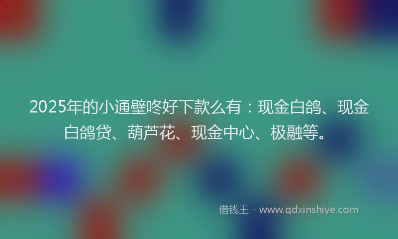 2025年的小通壁咚好下款么有：现金白鸽、现金白鸽贷、葫芦花、现金中心、极融等。