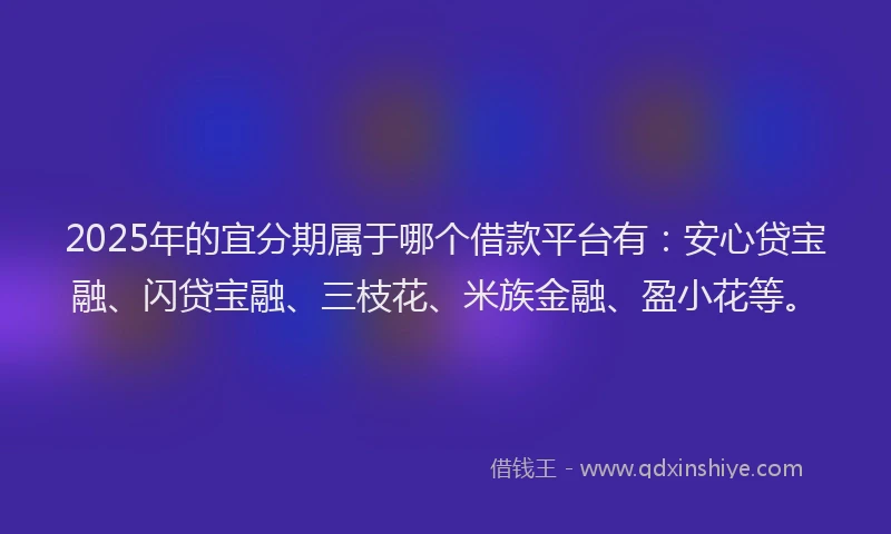 2025年的宜分期属于哪个借款平台有：安心贷宝融、闪贷宝融、三枝花、米族金融、盈小花等。