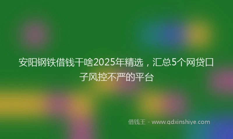 安阳钢铁借钱干啥2025年精选，汇总5个网贷口子风控不严的平台