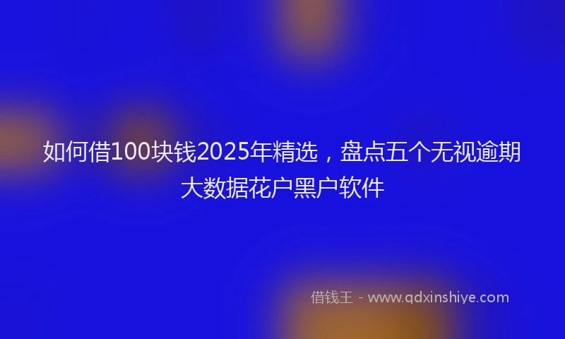 如何借100块钱2025年精选，盘点五个无视逾期大数据花户黑户软件