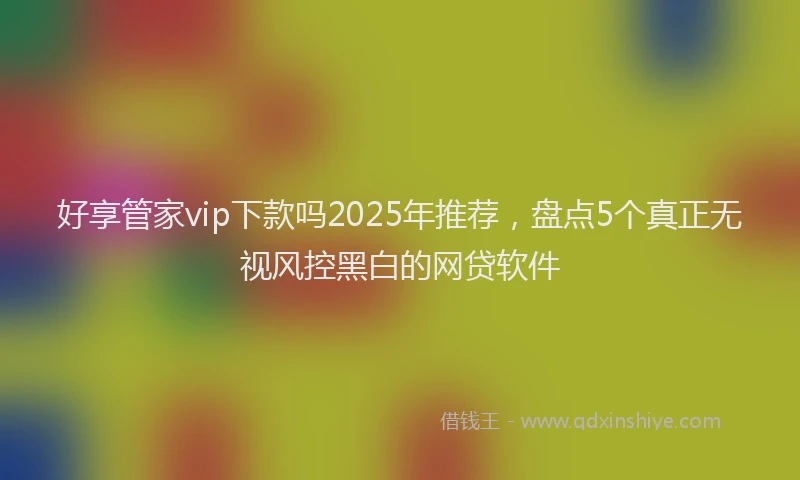 好享管家vip下款吗2025年推荐，盘点5个真正无视风控黑白的网贷软件