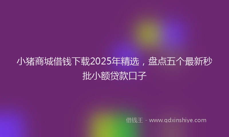 小猪商城借钱下载2025年精选，盘点五个最新秒批小额贷款口子
