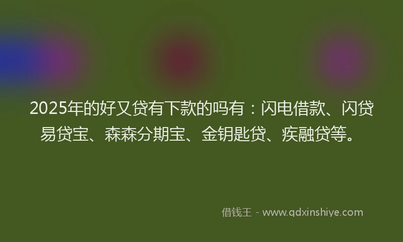 2025年的好又贷有下款的吗有：闪电借款、闪贷易贷宝、森森分期宝、金钥匙贷、疾融贷等。