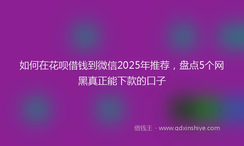 如何在花呗借钱到微信2025年推荐，盘点5个网黑真正能下款的口子