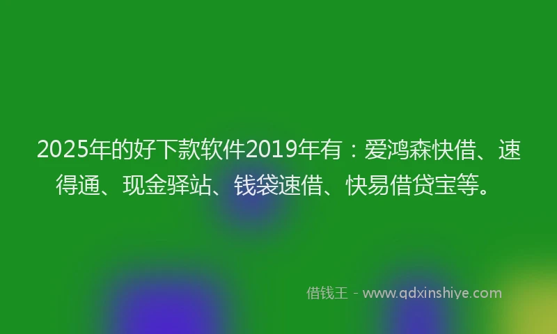 2025年的好下款软件2019年有：爱鸿森快借、速得通、现金驿站、钱袋速借、快易借贷宝等。