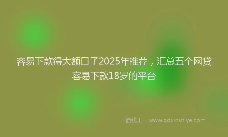 容易下款得大额口子2025年推荐，汇总五个网贷容易下款18岁的平台