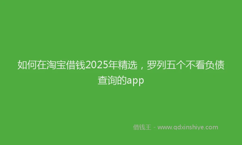 如何在淘宝借钱2025年精选，罗列五个不看负债查询的app